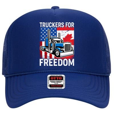 Truckers For Freedom USA Canada Freedom Convoy High Crown Mesh Back Trucker Hat