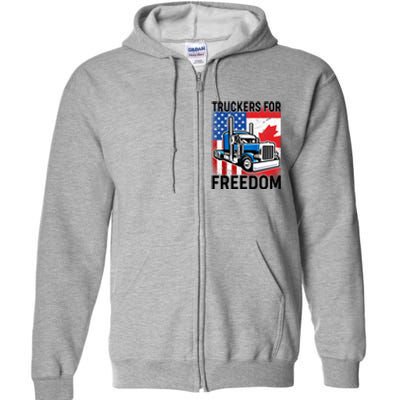 Truckers For Freedom USA Canada Freedom Convoy Full Zip Hoodie