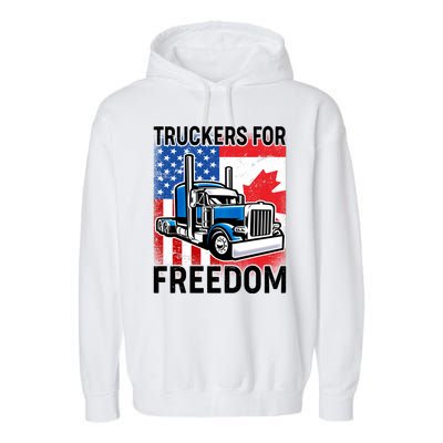 Truckers For Freedom USA Canada Freedom Convoy Garment-Dyed Fleece Hoodie