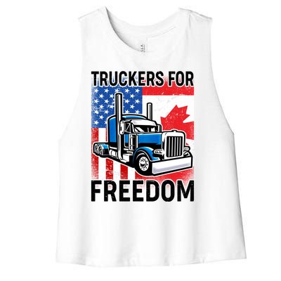 Truckers For Freedom USA Canada Freedom Convoy Women's Racerback Cropped Tank