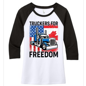 Truckers For Freedom USA Canada Freedom Convoy Women's Tri-Blend 3/4-Sleeve Raglan Shirt