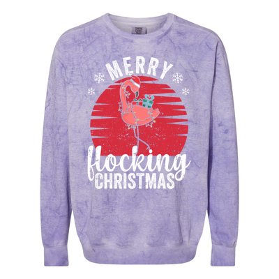 Tropical Florida Flamingo Xmas Pjs Merry Flocking Christmas Great Gift Colorblast Crewneck Sweatshirt