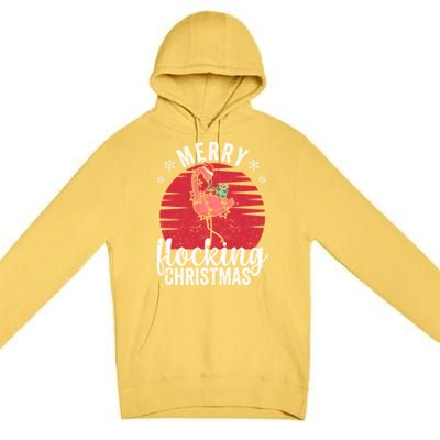 Tropical Florida Flamingo Xmas Pjs Merry Flocking Christmas Great Gift Premium Pullover Hoodie