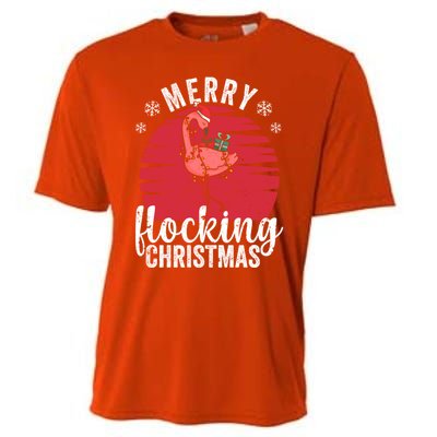 Tropical Florida Flamingo Xmas Pjs Merry Flocking Christmas Great Gift Cooling Performance Crew T-Shirt