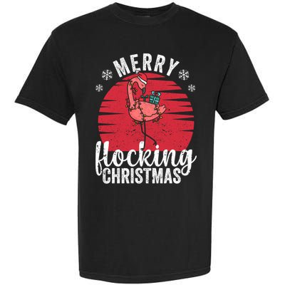 Tropical Florida Flamingo Xmas Pjs Merry Flocking Christmas Great Gift Garment-Dyed Heavyweight T-Shirt