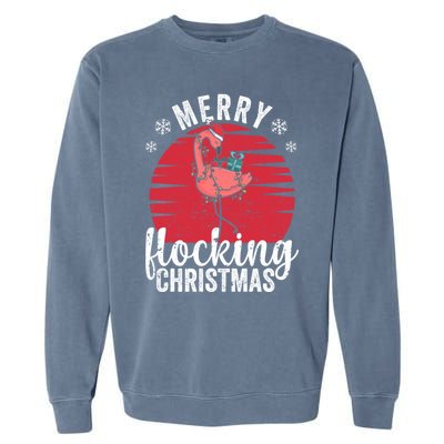 Tropical Florida Flamingo Xmas Pjs Merry Flocking Christmas Great Gift Garment-Dyed Sweatshirt