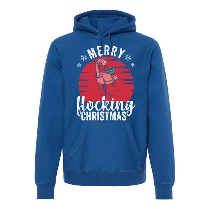 Tropical Florida Flamingo Xmas Pjs Merry Flocking Christmas Great Gift Premium Hoodie