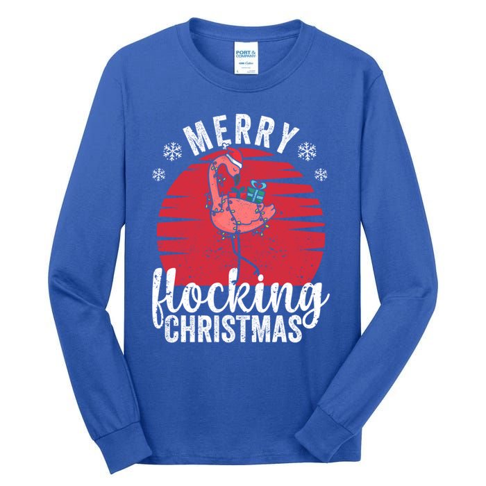 Tropical Florida Flamingo Xmas Pjs Merry Flocking Christmas Great Gift Tall Long Sleeve T-Shirt