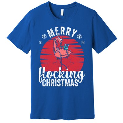 Tropical Florida Flamingo Xmas Pjs Merry Flocking Christmas Great Gift Premium T-Shirt