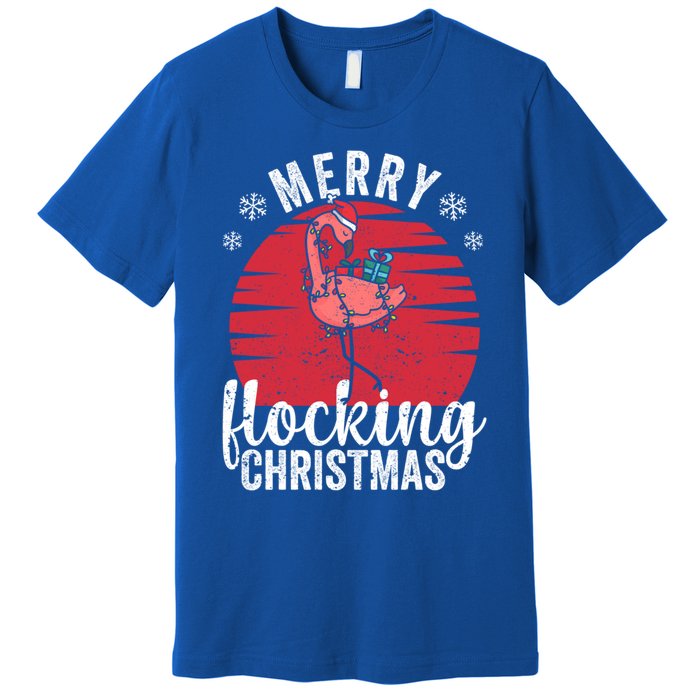 Tropical Florida Flamingo Xmas Pjs Merry Flocking Christmas Great Gift Premium T-Shirt