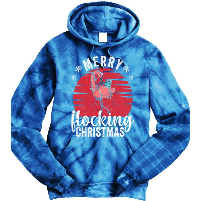 Tropical Florida Flamingo Xmas Pjs Merry Flocking Christmas Great Gift Tie Dye Hoodie