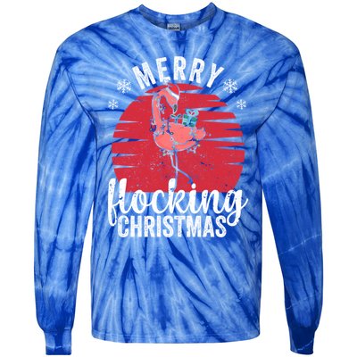 Tropical Florida Flamingo Xmas Pjs Merry Flocking Christmas Great Gift Tie-Dye Long Sleeve Shirt