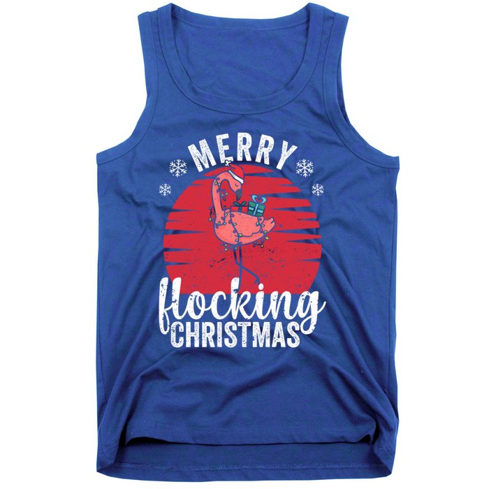 Tropical Florida Flamingo Xmas Pjs Merry Flocking Christmas Great Gift Tank Top