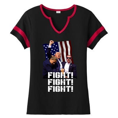 Trump Fight Fight Fight Gift Ladies Halftime Notch Neck Tee