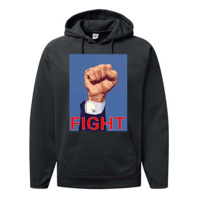 Trump Fist. Fight Fight Fight Performance Fleece Hoodie