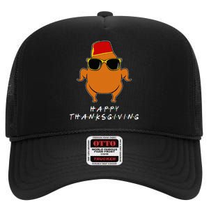 Thanksgiving For Friends Funny Turkey High Crown Mesh Back Trucker Hat