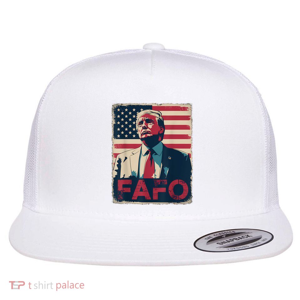 Trump Fafo F Around Find Out Retro Us Flag Flat Bill Trucker Hat