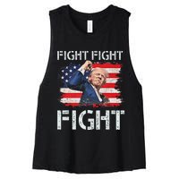 Trump Fight Fight Fight Bold Message Design Women's Racerback Cropped Tank