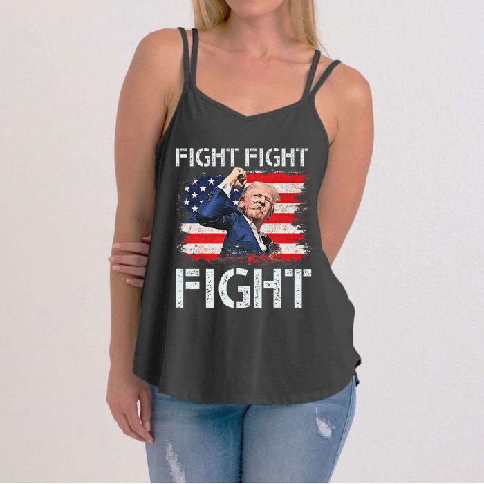 Trump Fight Fight Fight Bold Message Design Women's Strappy Tank