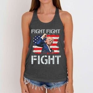 Trump Fight Fight Fight Bold Message Design Women's Knotted Racerback Tank