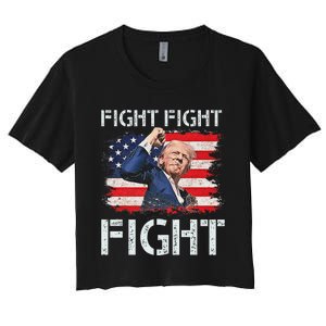 Trump Fight Fight Fight Bold Message Design Women's Crop Top Tee