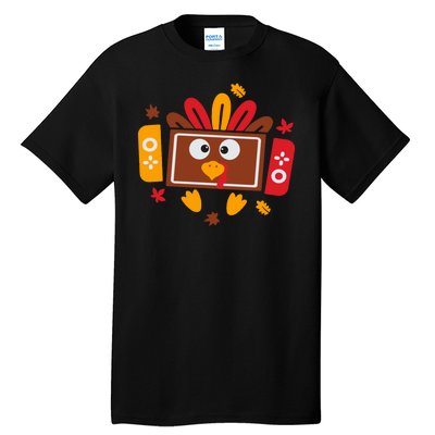 Turkey Face Funny Gaming Gamer Thanksgiving Tall T-Shirt