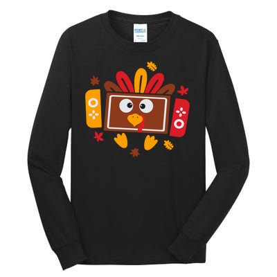 Turkey Face Funny Gaming Gamer Thanksgiving Tall Long Sleeve T-Shirt