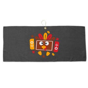 Turkey Face Funny Gaming Gamer Thanksgiving Large Microfiber Waffle Golf Towel