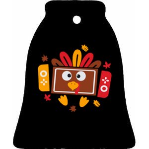 Turkey Face Funny Gaming Gamer Thanksgiving Ceramic Bell Ornament