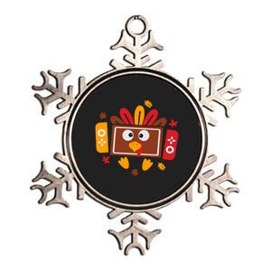 Turkey Face Funny Gaming Gamer Thanksgiving Metallic Star Ornament