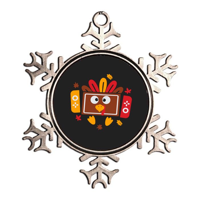 Turkey Face Funny Gaming Gamer Thanksgiving Metallic Star Ornament