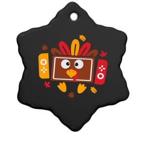 Turkey Face Funny Gaming Gamer Thanksgiving Ceramic Star Ornament