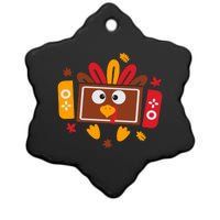 Turkey Face Funny Gaming Gamer Thanksgiving Ceramic Star Ornament