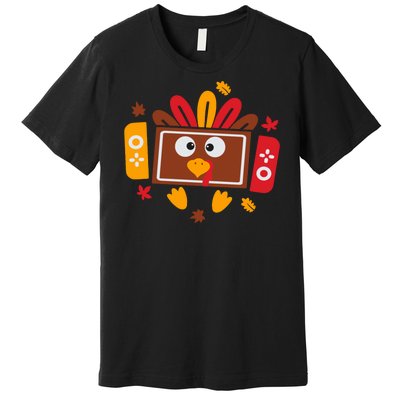 Turkey Face Funny Gaming Gamer Thanksgiving Premium T-Shirt