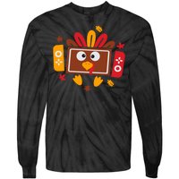 Turkey Face Funny Gaming Gamer Thanksgiving Tie-Dye Long Sleeve Shirt