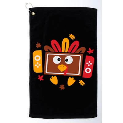 Turkey Face Funny Gaming Gamer Thanksgiving Platinum Collection Golf Towel