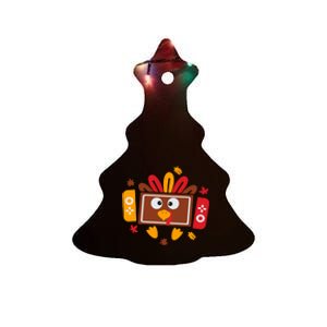 Turkey Face Funny Gaming Gamer Thanksgiving Ceramic Tree Ornament