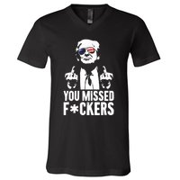 Trump Fight Fight Fight You Missed Fckers V-Neck T-Shirt