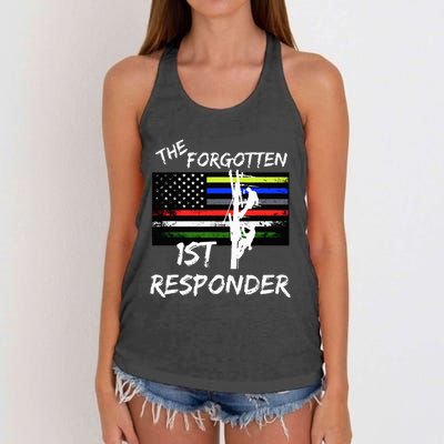 The Forgotten First Responder Tribute To Electrical Lineman Women's Knotted Racerback Tank