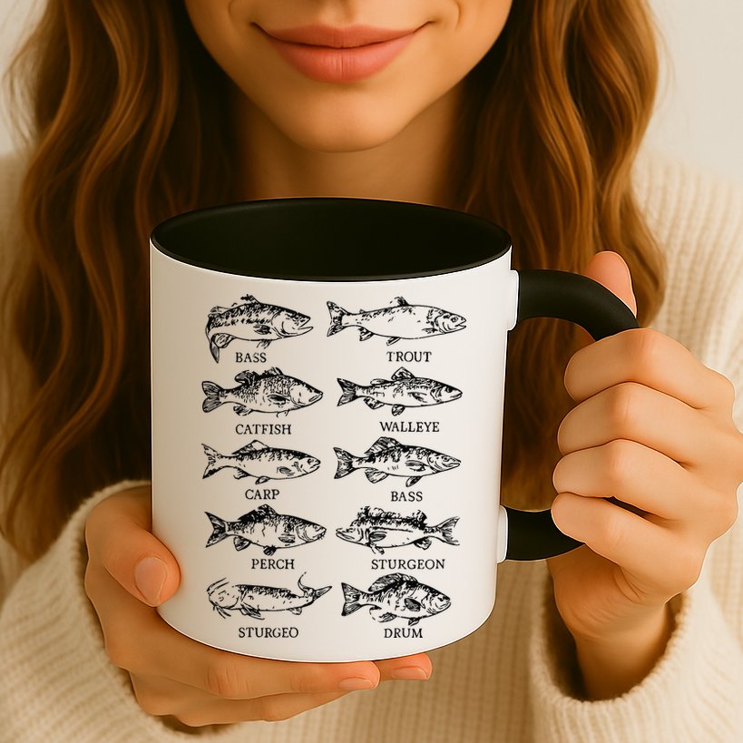 Types Freshwater Fish Funny Fisherman Mug