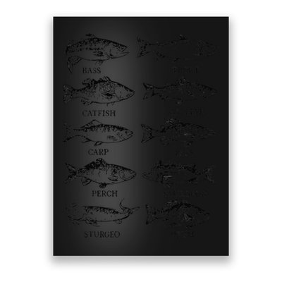 Types Freshwater Fish Funny Fisherman Poster