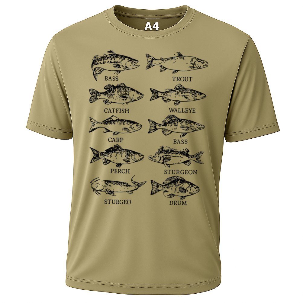 Types Freshwater Fish Funny Fisherman Performance Shirt