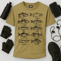 Types Freshwater Fish Funny Fisherman Performance Shirt