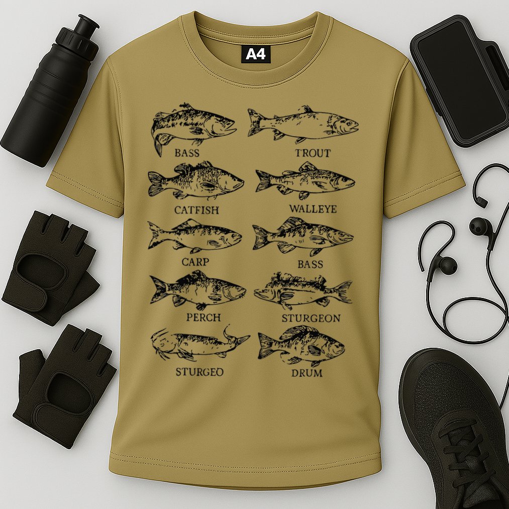 Types Freshwater Fish Funny Fisherman Performance Shirt