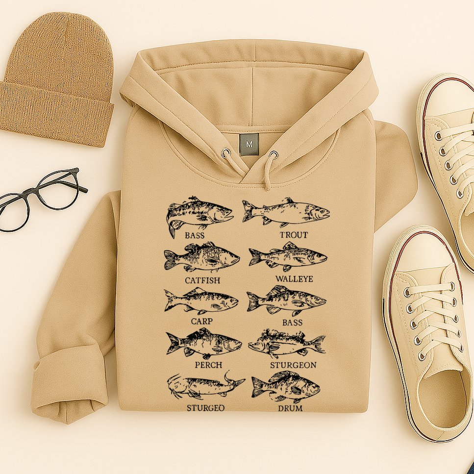 Types Freshwater Fish Funny Fisherman Hoodie
