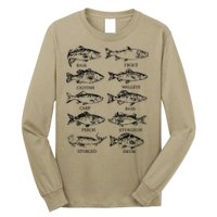 Types Freshwater Fish Funny Fisherman Long Sleeve Shirt