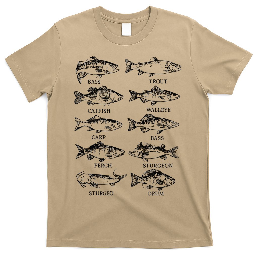 Types Freshwater Fish Funny Fisherman T-Shirt