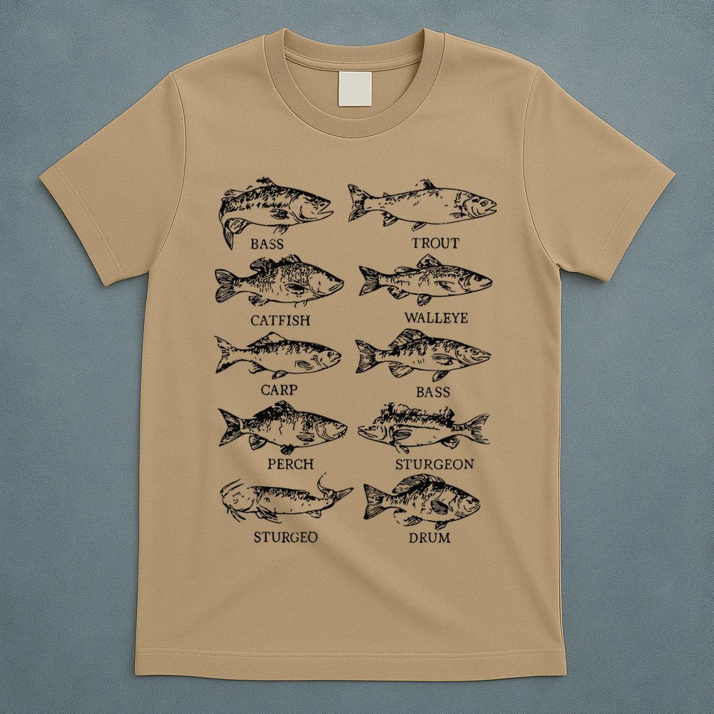 Types Freshwater Fish Funny Fisherman T-Shirt