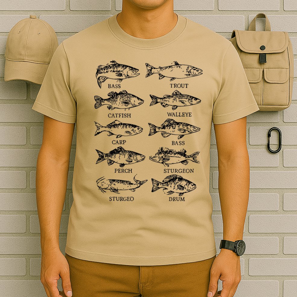 Types Freshwater Fish Funny Fisherman T-Shirt