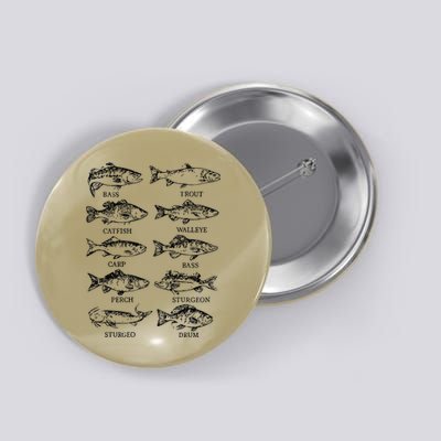 Types Freshwater Fish Funny Fisherman Button
